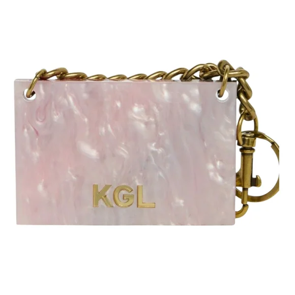 NIB! Kurt Geiger Glitter Striped Keychain / Purse Charm w/ Gold Chain - Picture 2 of 5